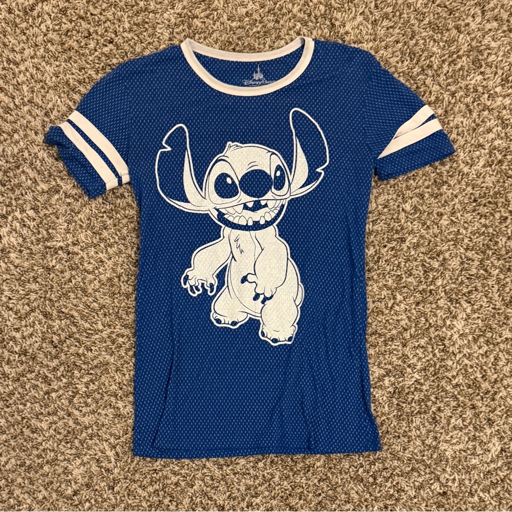 Disney Blue and White Stitch Short Sleeve Tee